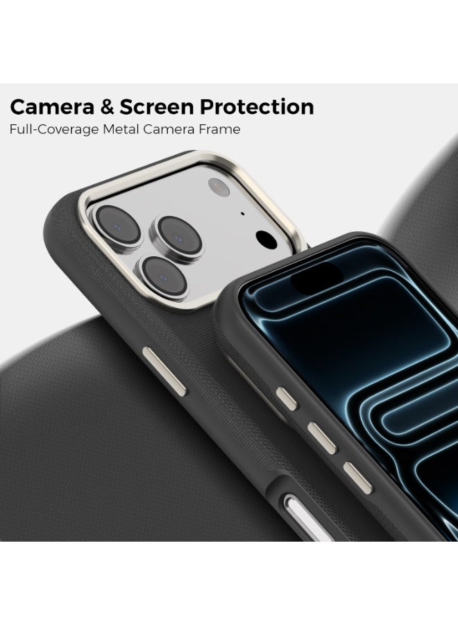 ICARLUS Metal Lens Frame Case for iPhone 17 Pro Max Magsafe Wireless Charger Magnetic Shockproof Cover Black - Image 5
